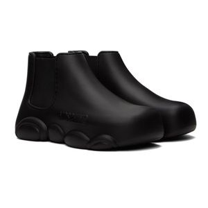 Moschino black rubber logo ankle boots